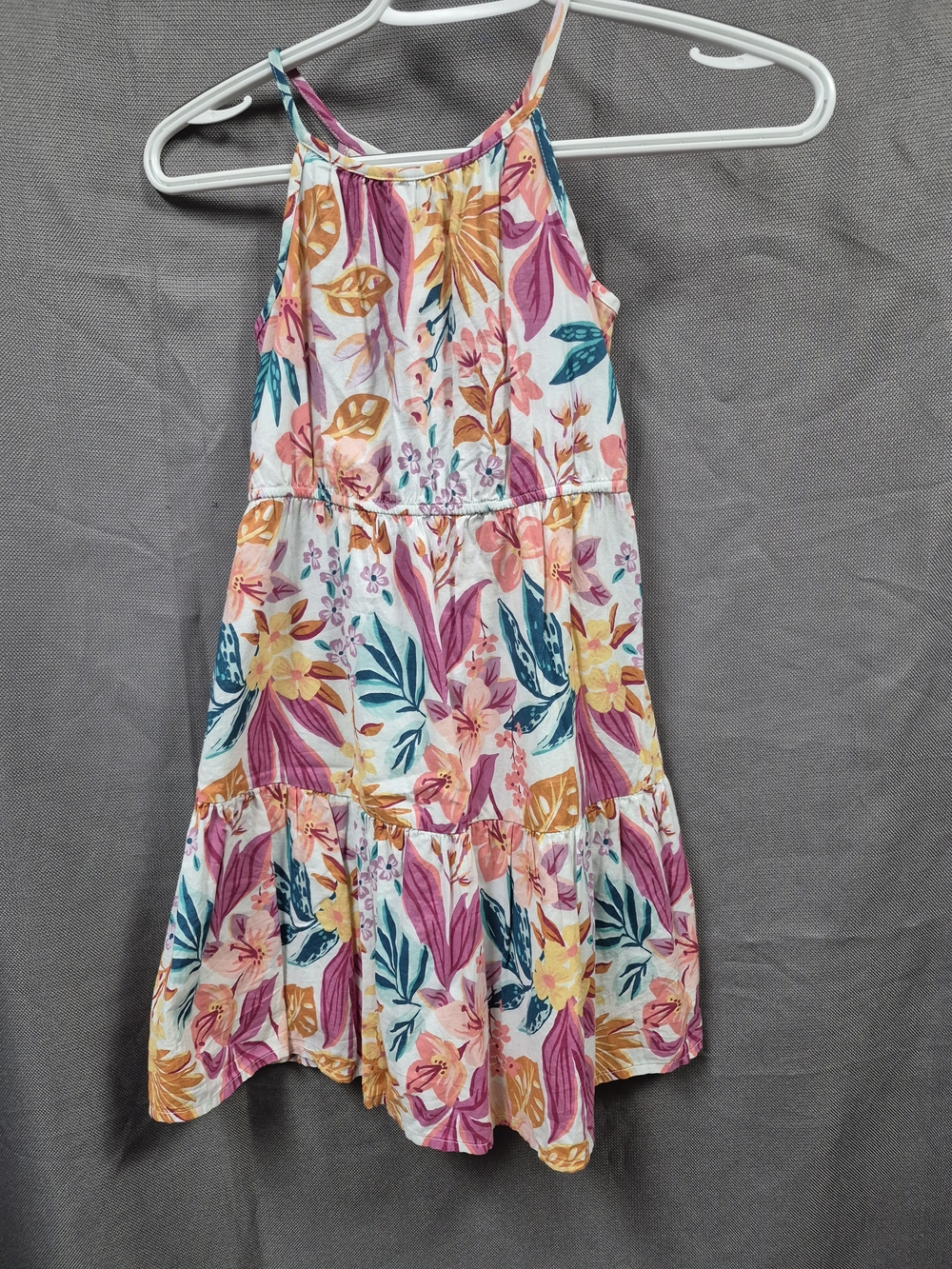 jumping beans Floral Halter Dress - Pink, Teal & Gold